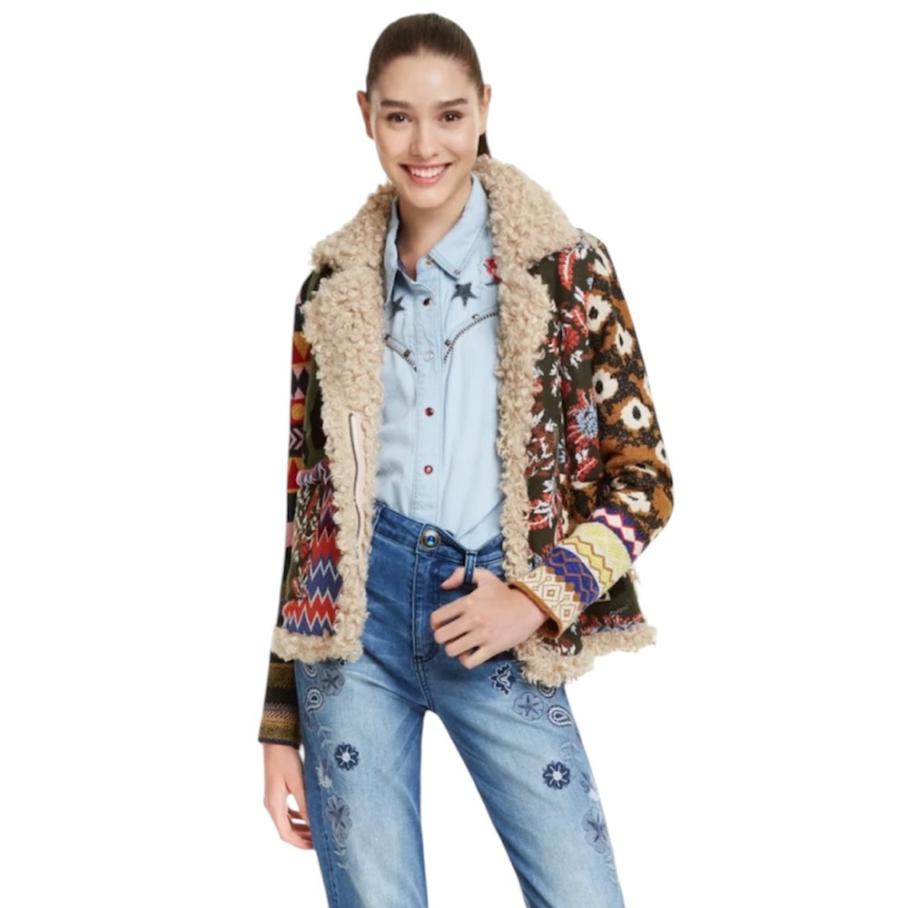 Desigual Icon Sparrow Patchwork Zip Up Jacket
